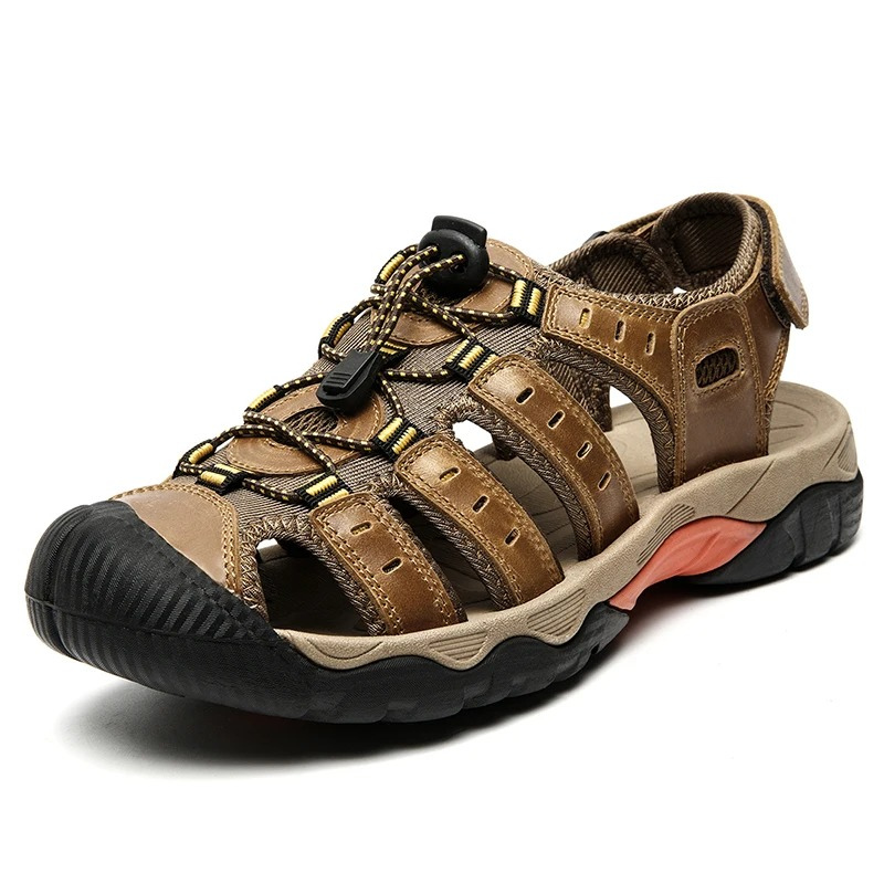 SandalFit Men's Sport Sandals Closed Toe Soft Leather Comfort
