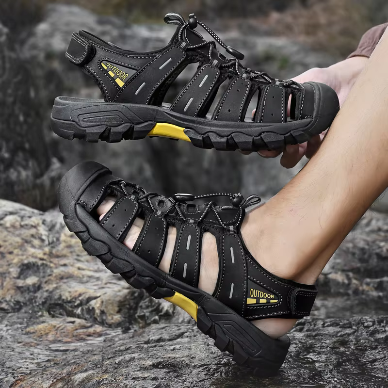 SandalFit Men's Sport Sandals Closed Toe Waterproof Leather
