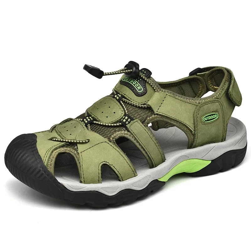 SandalFit Men's Sport Sandals Closed Toe Genuine Leather Big Size