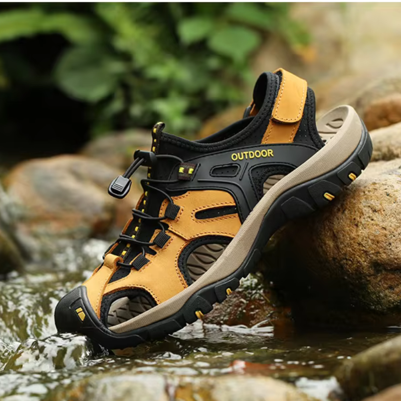 SandalFit Men's Sport Sandals Closed Toe Handmade Leather Non-Slip