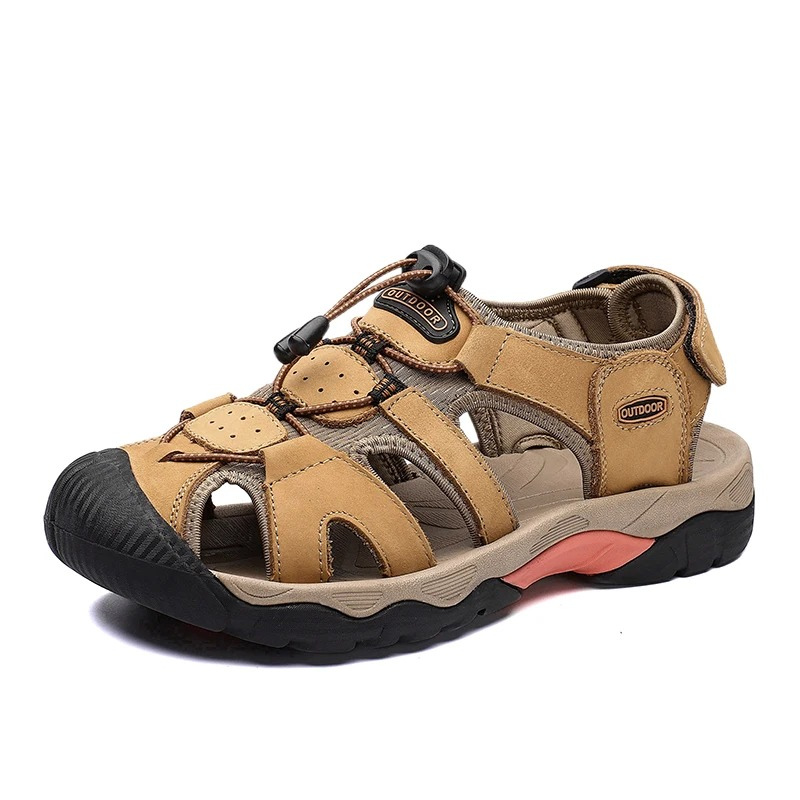SandalFit Men's Sport Sandals Closed Toe Genuine Leather Big Size