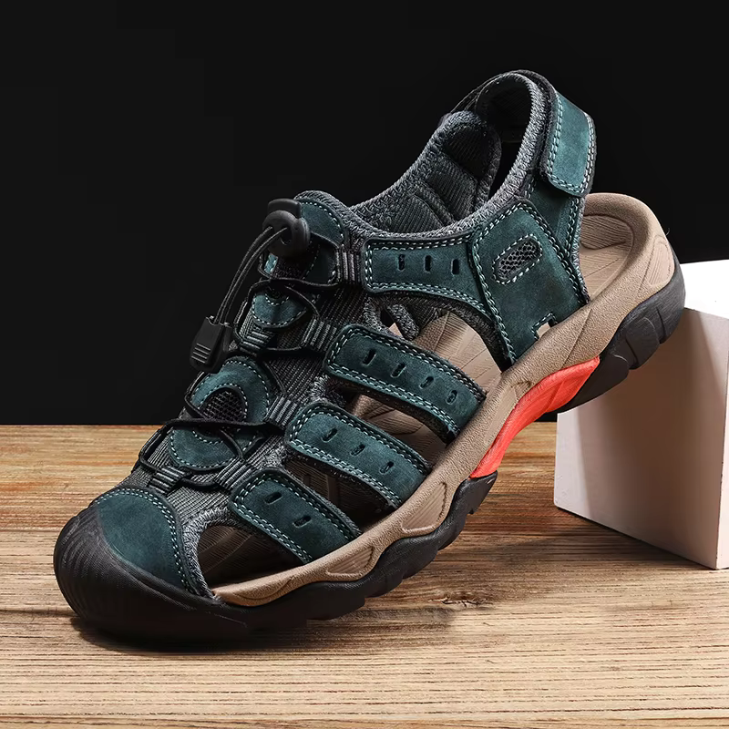 SandalFit Men's Sport Sandals Closed Toe Soft Leather Comfort