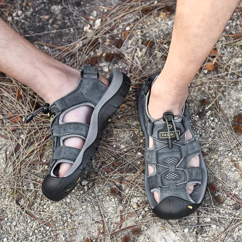 SandalFit Men's Sport Sandals Closed Toe Genuine Leather