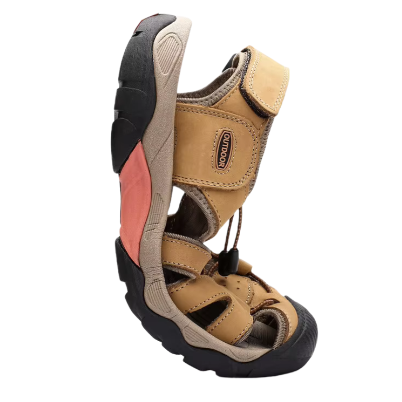 SandalFit Men's Sport Sandals Closed Toe Genuine Leather Big Size