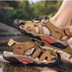SandalFit Men's Sport Sandals Closed Toe Genuine Leather Big Size