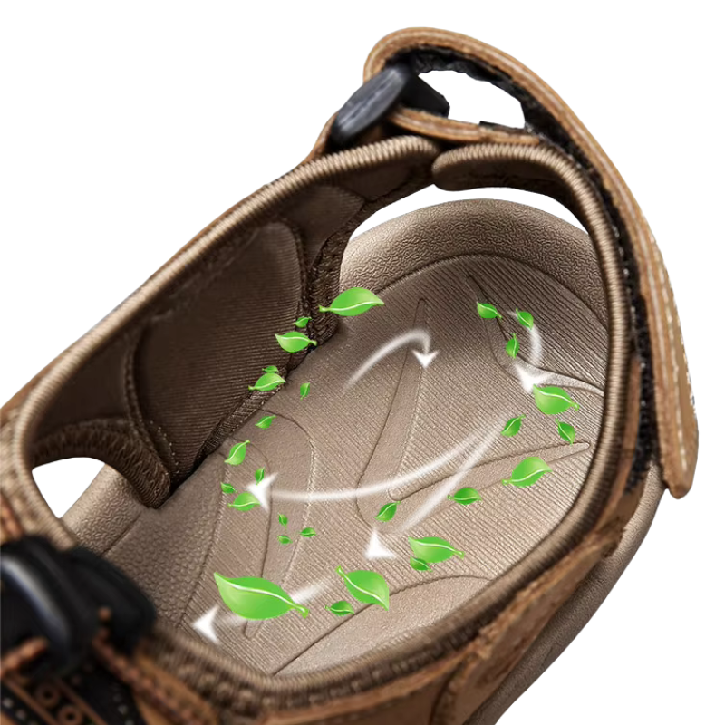SandalFit Men's Sport Sandals Closed Toe Genuine Leather Big Size