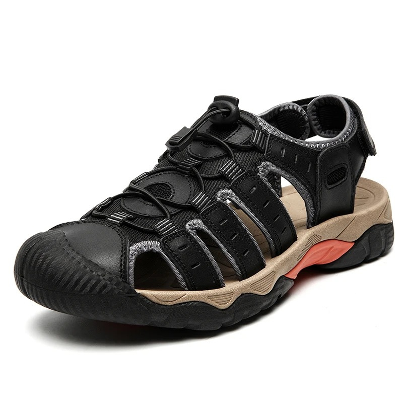 SandalFit Men's Sport Sandals Closed Toe Soft Leather Comfort