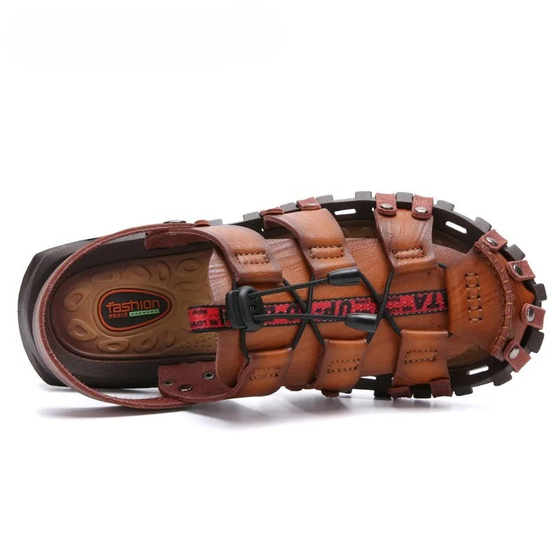 SandalFit Men's Sport Sandals Closed Toe Soft Leather Leisure
