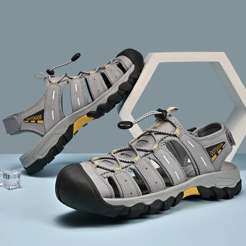 SandalFit Men's Sport Sandals Closed Toe Waterproof Leather