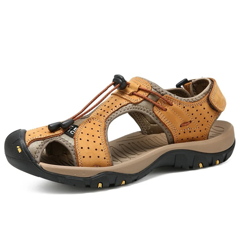 SandalFit Men's Sport Sandals Closed Toe Leather Beach Comfort