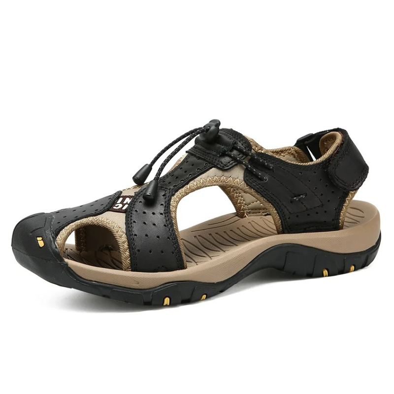 SandalFit Men's Sport Sandals Closed Toe Leather Beach Comfort