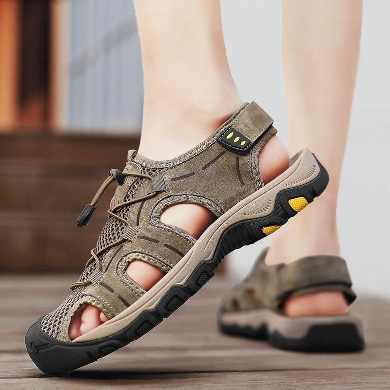SandalFit Men's Sport Sandals Closed Toe Lightweight Leather