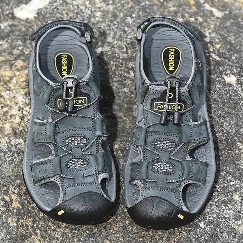 SandalFit Men's Sport Sandals Closed Toe Genuine Leather