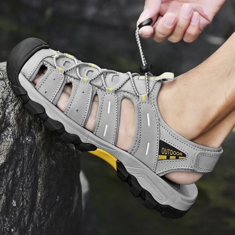 SandalFit Men's Sport Sandals Closed Toe Waterproof Leather