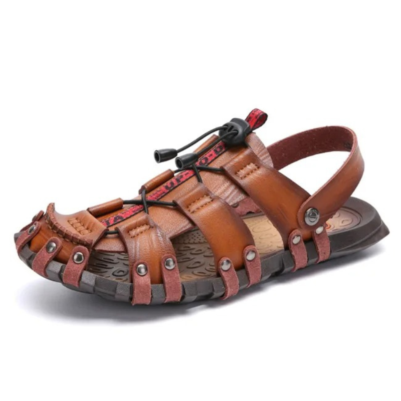 SandalFit Men's Sport Sandals Closed Toe Soft Leather Leisure