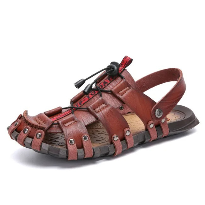 SandalFit Men's Sport Sandals Closed Toe Soft Leather Leisure