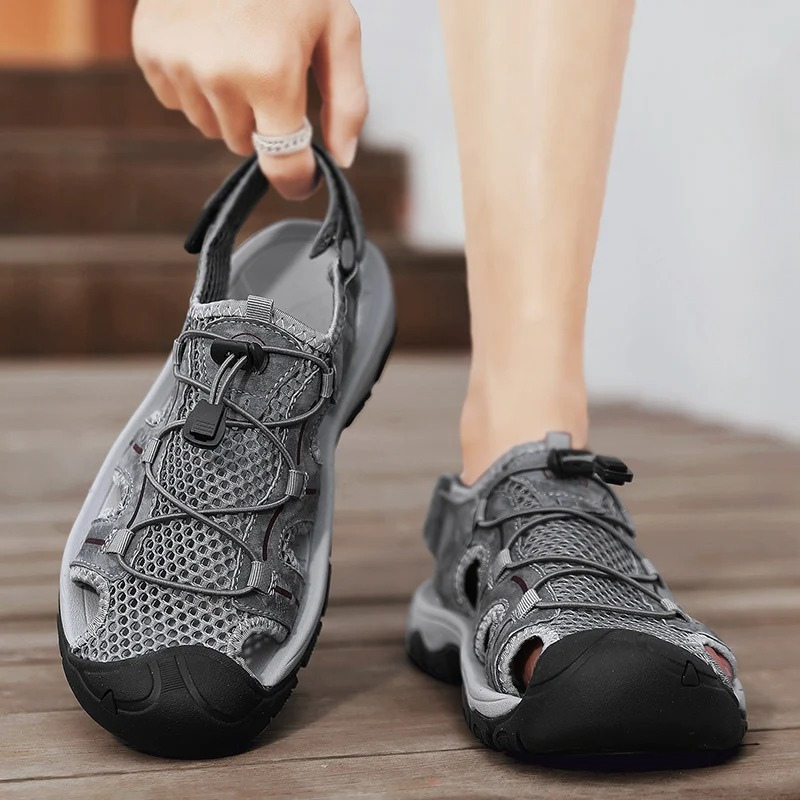 SandalFit Men's Sport Sandals Closed Toe Lightweight Leather