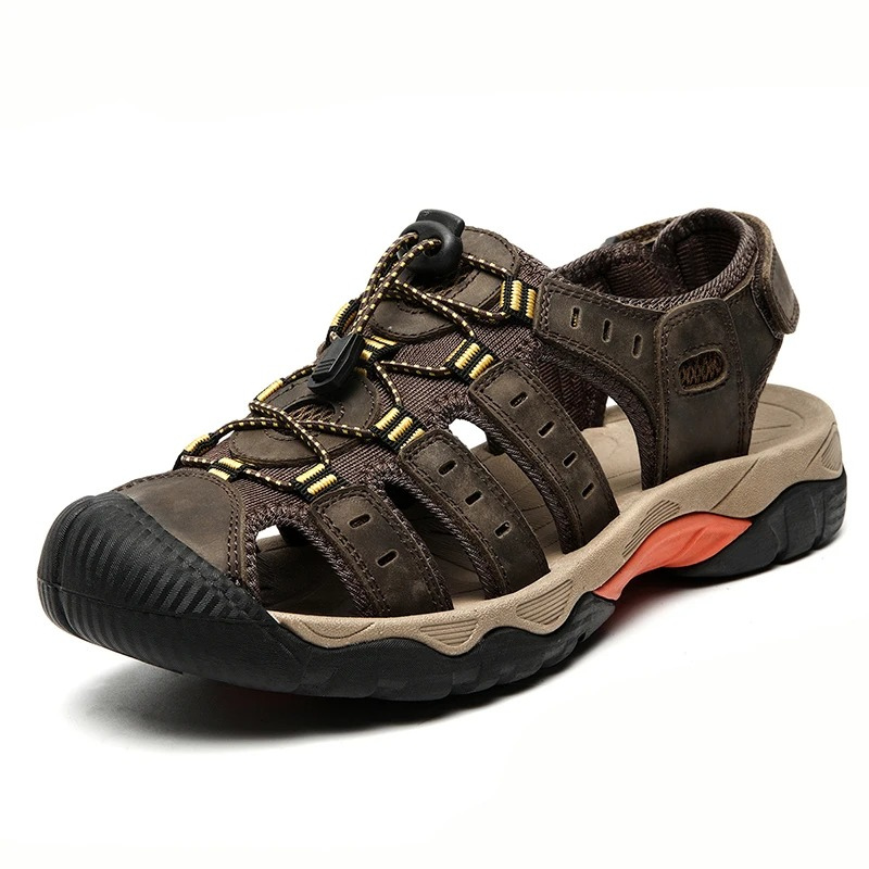 SandalFit Men's Sport Sandals Closed Toe Soft Leather Comfort