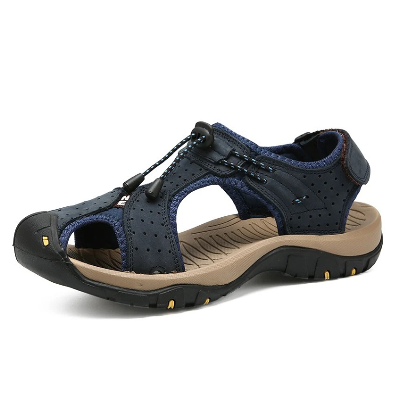 SandalFit Men's Sport Sandals Closed Toe Leather Beach Comfort