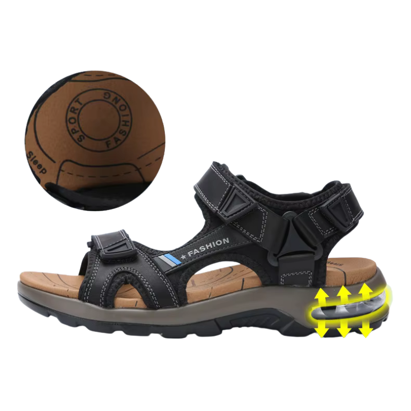 SandalFit Men's Sport Sandals Open Toe Genuine Leather Comfort