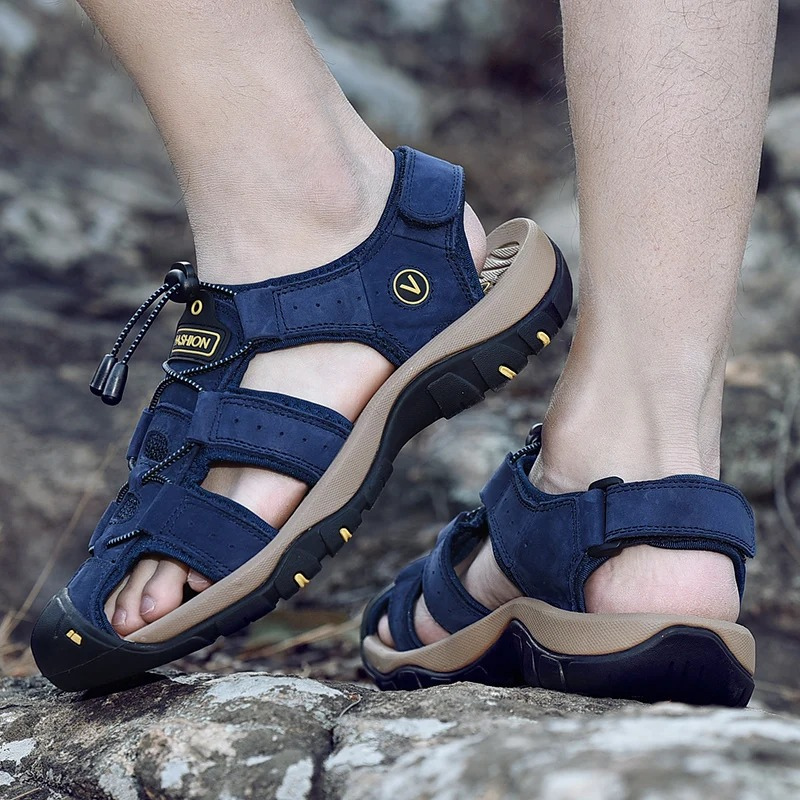 SandalFit Men's Sport Sandals Closed Toe Genuine Leather