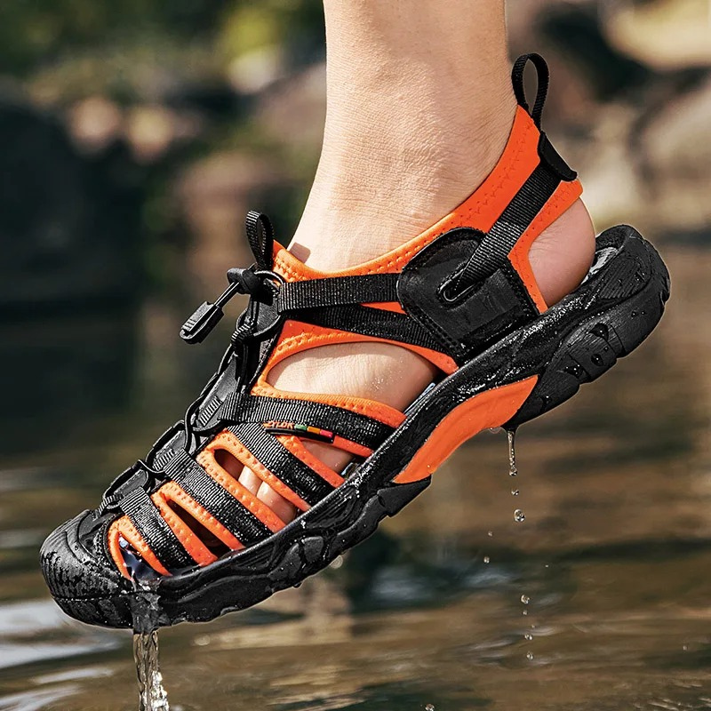 SandalFit Men's Sport Sandals Closed Toe Breathable Soft Leather