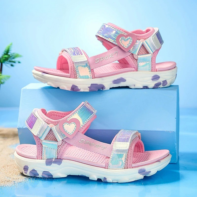 Girls’ Princess Sandals – Breathable Anti-Slip Open-Toe Shoes