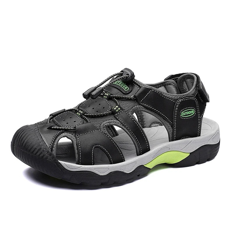 SandalFit Men's Sport Sandals Closed Toe Genuine Leather Big Size