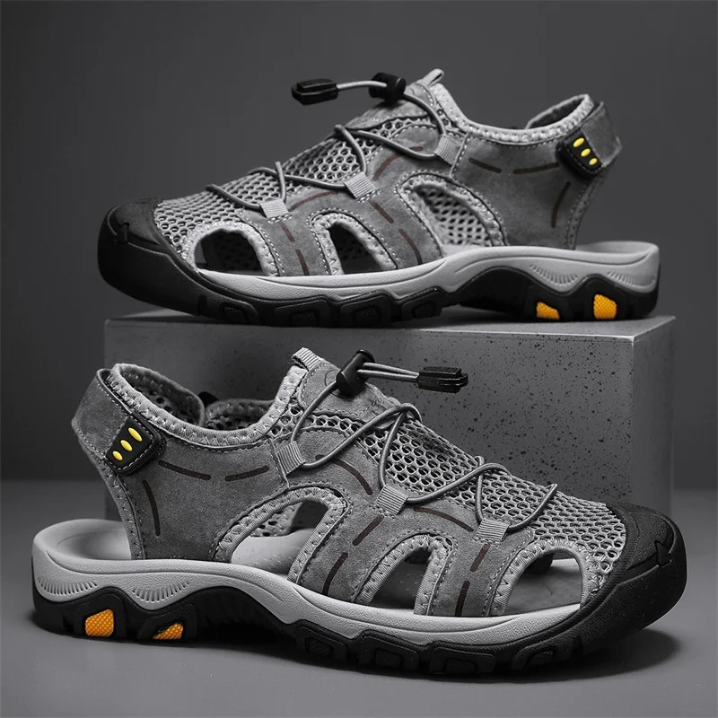 SandalFit Men's Sport Sandals Closed Toe Lightweight Leather