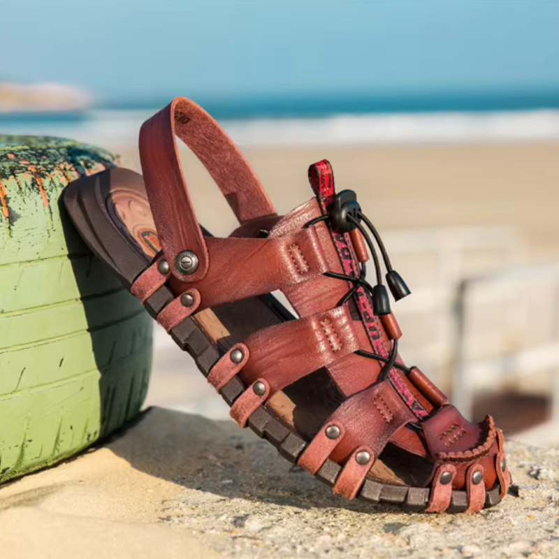 SandalFit Men's Sport Sandals Closed Toe Soft Leather Leisure