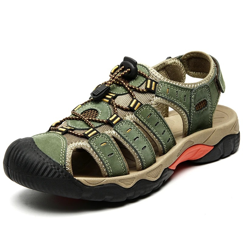 SandalFit Men's Sport Sandals Closed Toe Soft Leather Comfort