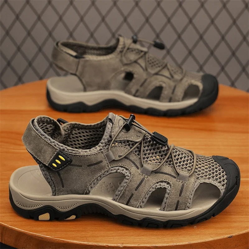 SandalFit Men's Sport Sandals Closed Toe Lightweight Leather